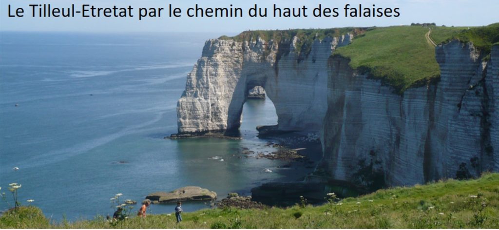 Le chemin du Tilleul en haut de falaises vers Etretat